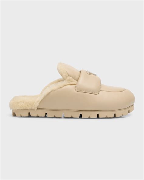 prada shearling platform mules